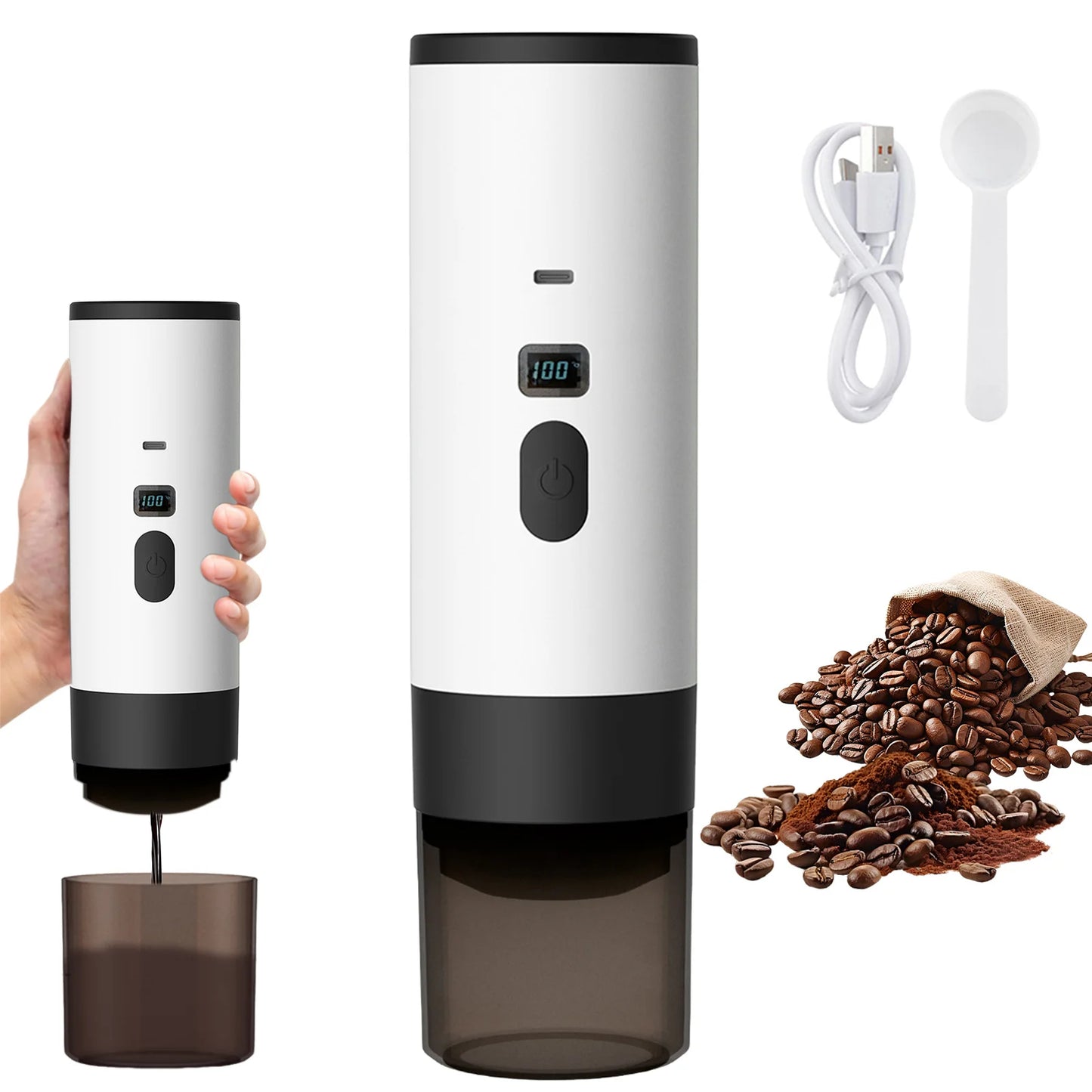 Cafetera Portátil 3 en 1 Para Capsulas y Cafe Molido
