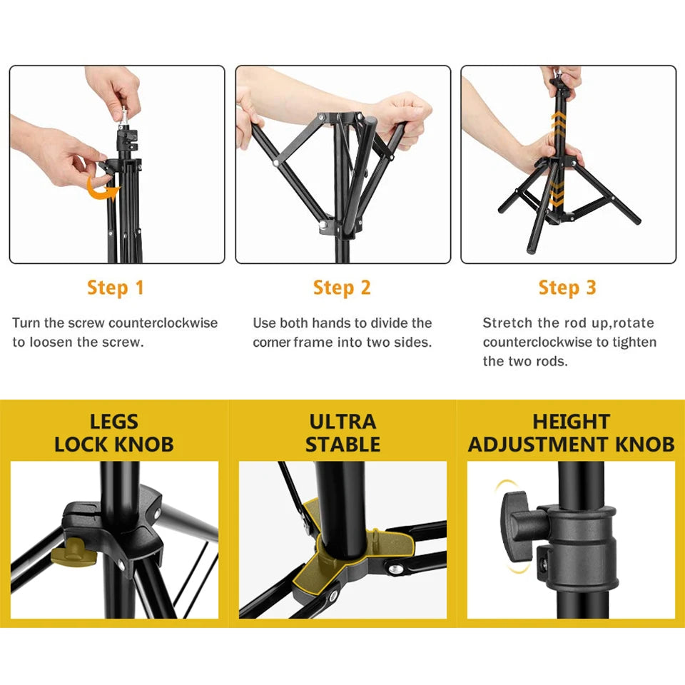 Photography Led Video Ring Light Circle Fill Lighting Camera Photo Studio Phone Selfie Lamp with Tripod Stand Boom Arm Youtube