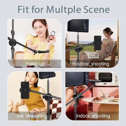 LED Photo Studio 3000K-6500K Video Fill Lamp Light Panel Photography Lighting with Tripod Stand Long Arm EU Plug for Live Stream