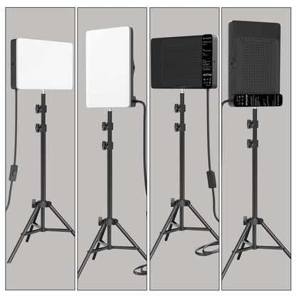 LED Photo Studio 3000K-6500K Video Fill Lamp Light Panel Photography Lighting with Tripod Stand Long Arm EU Plug for Live Stream