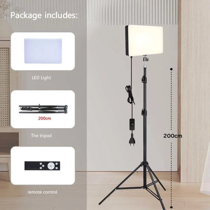 LED Photo Studio 3000K-6500K Video Fill Lamp Light Panel Photography Lighting with Tripod Stand Long Arm EU Plug for Live Stream