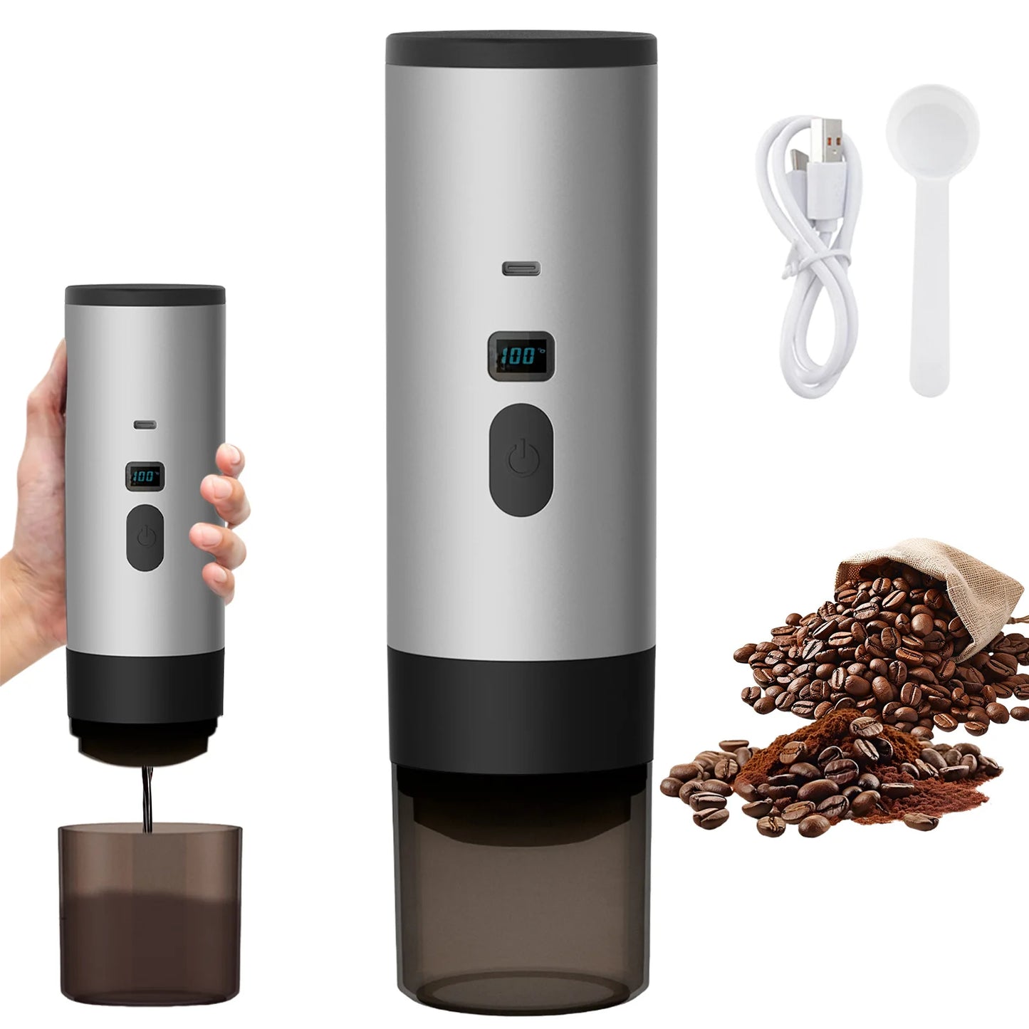 Cafetera Portátil 3 en 1 Para Capsulas y Cafe Molido