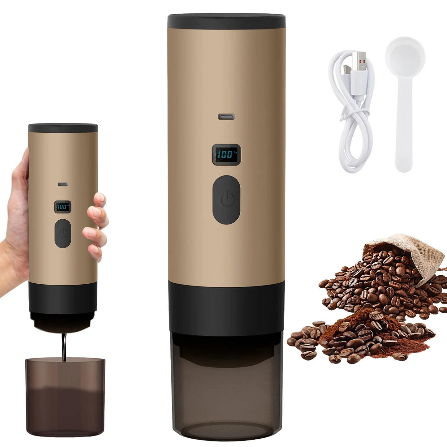 Cafetera Portátil 3 en 1 Para Capsulas y Cafe Molido
