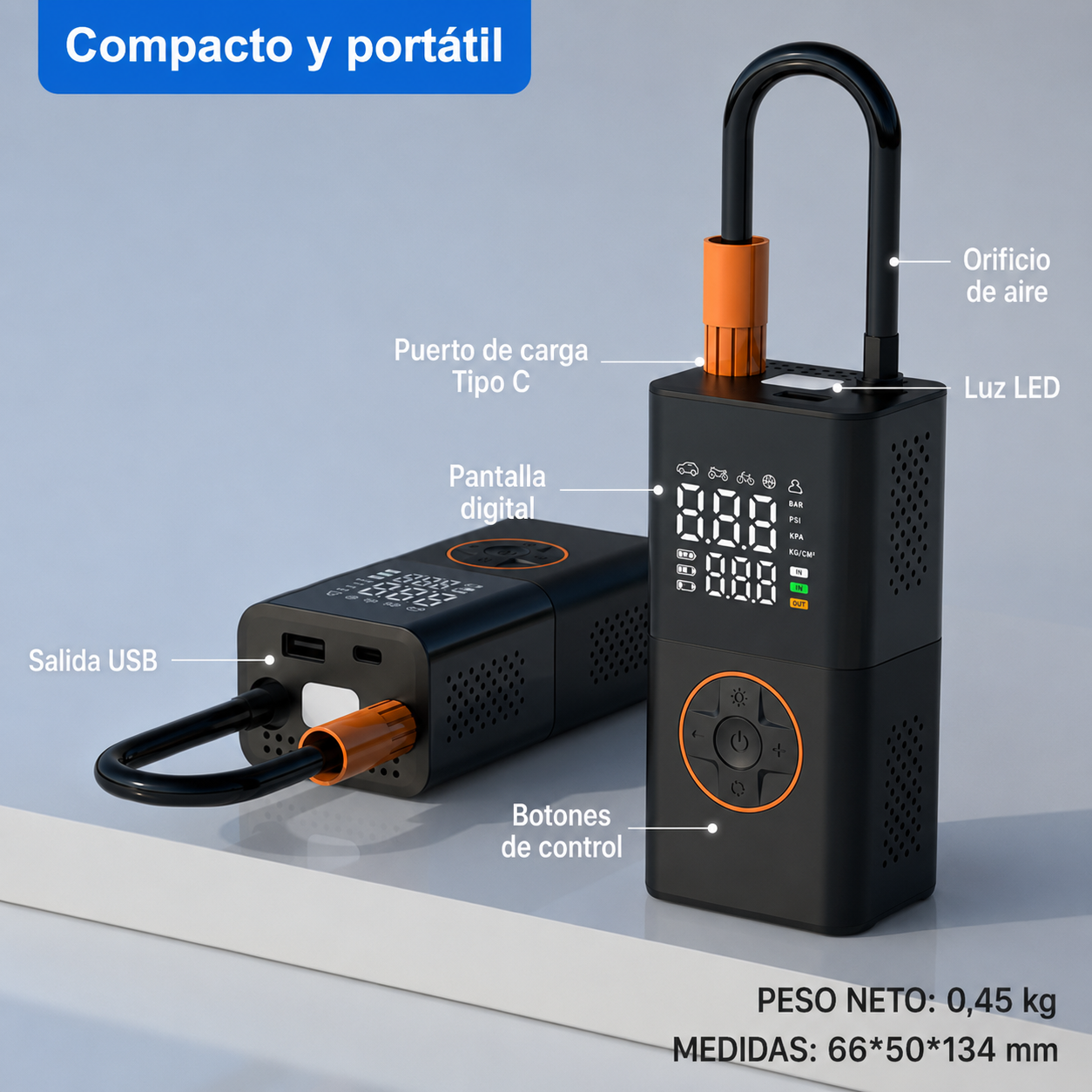 MINI COMPRESOR DE AIRE INALÁMBRICO DIGITAL