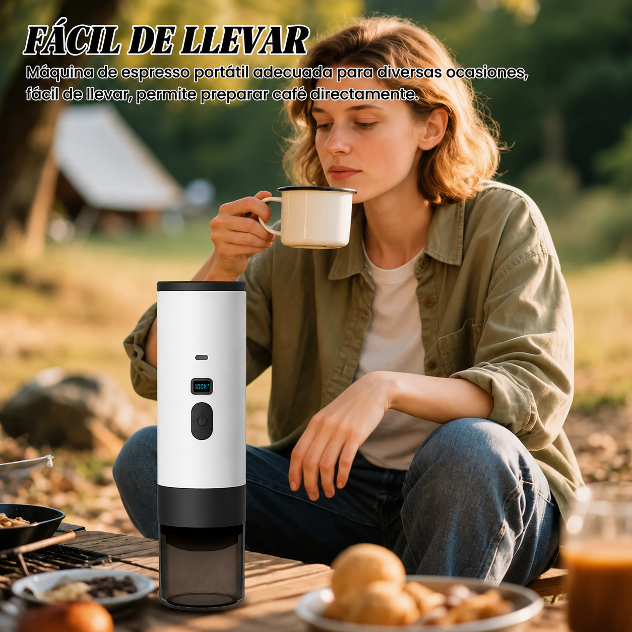 Cafetera Portátil 3 en 1 Para Capsulas y Cafe Molido