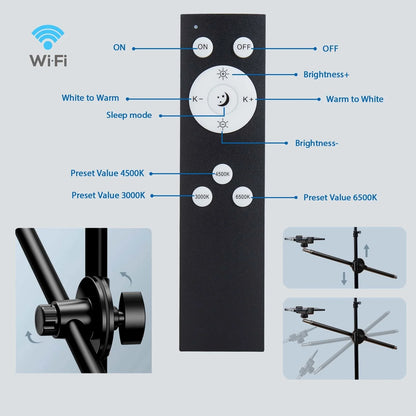 LED Photo Studio 3000K-6500K Video Fill Lamp Light Panel Photography Lighting with Tripod Stand Long Arm EU Plug for Live Stream
